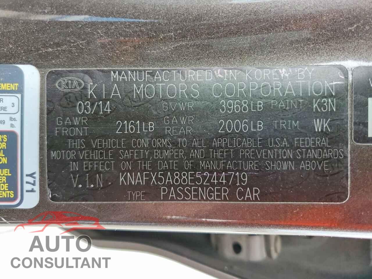 KIA FORTE 2014 - KNAFX5A88E5244719
