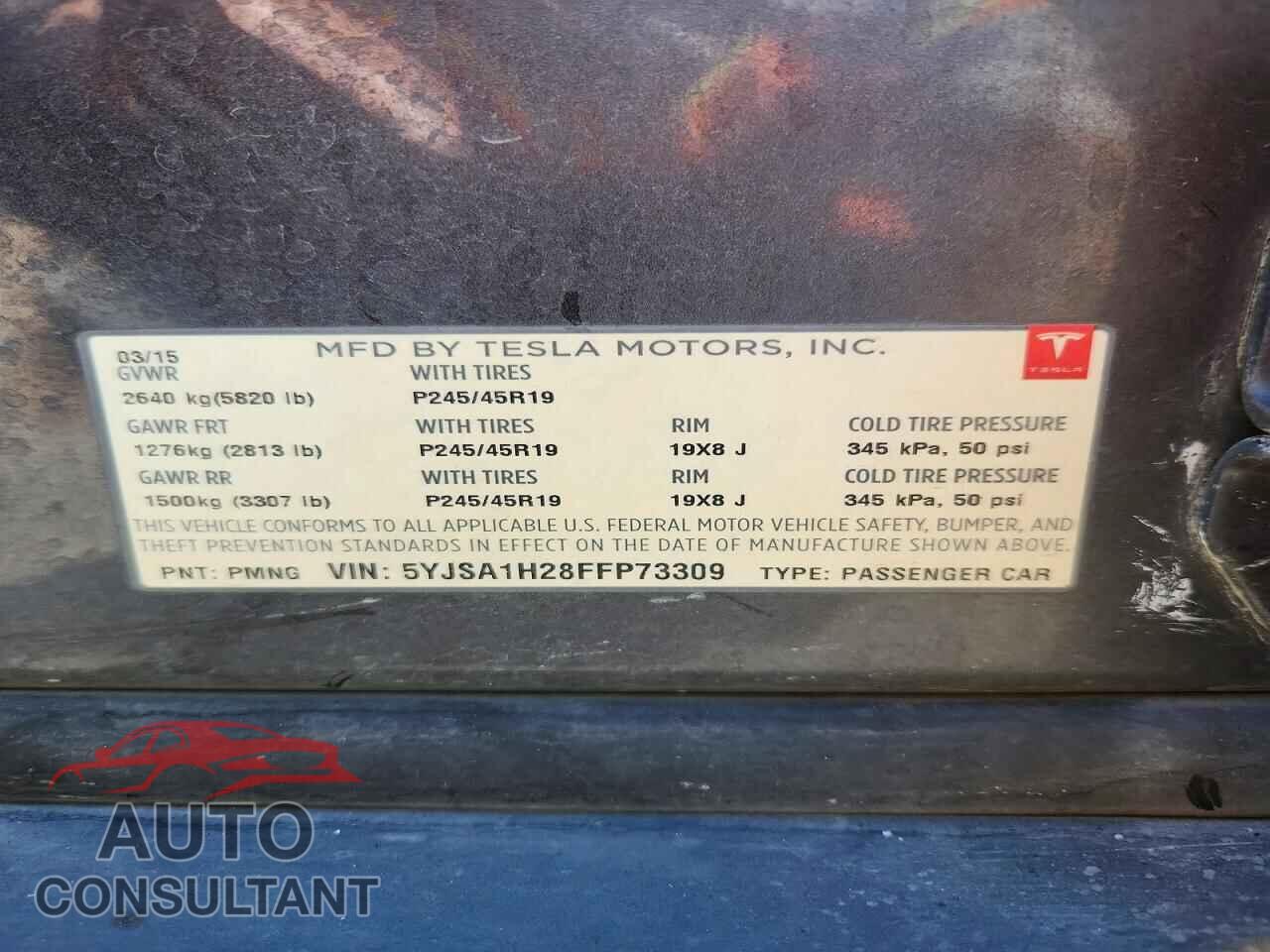 TESLA MODEL S 2015 - 5YJSA1H28FFP73309