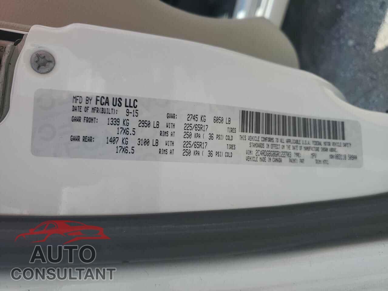 DODGE CARAVAN 2016 - 2C4RDGBG8GR122703