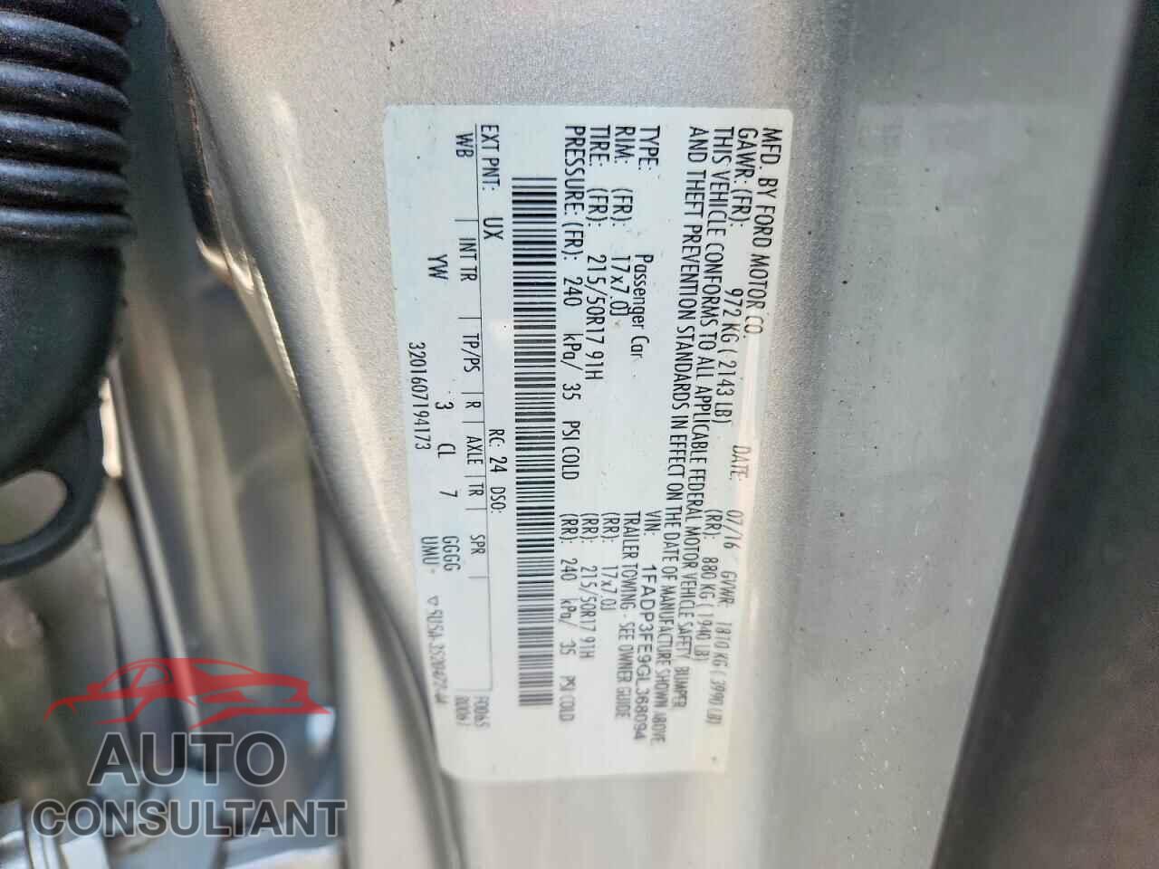 FORD FOCUS 2016 - 1FADP3FE9GL368094