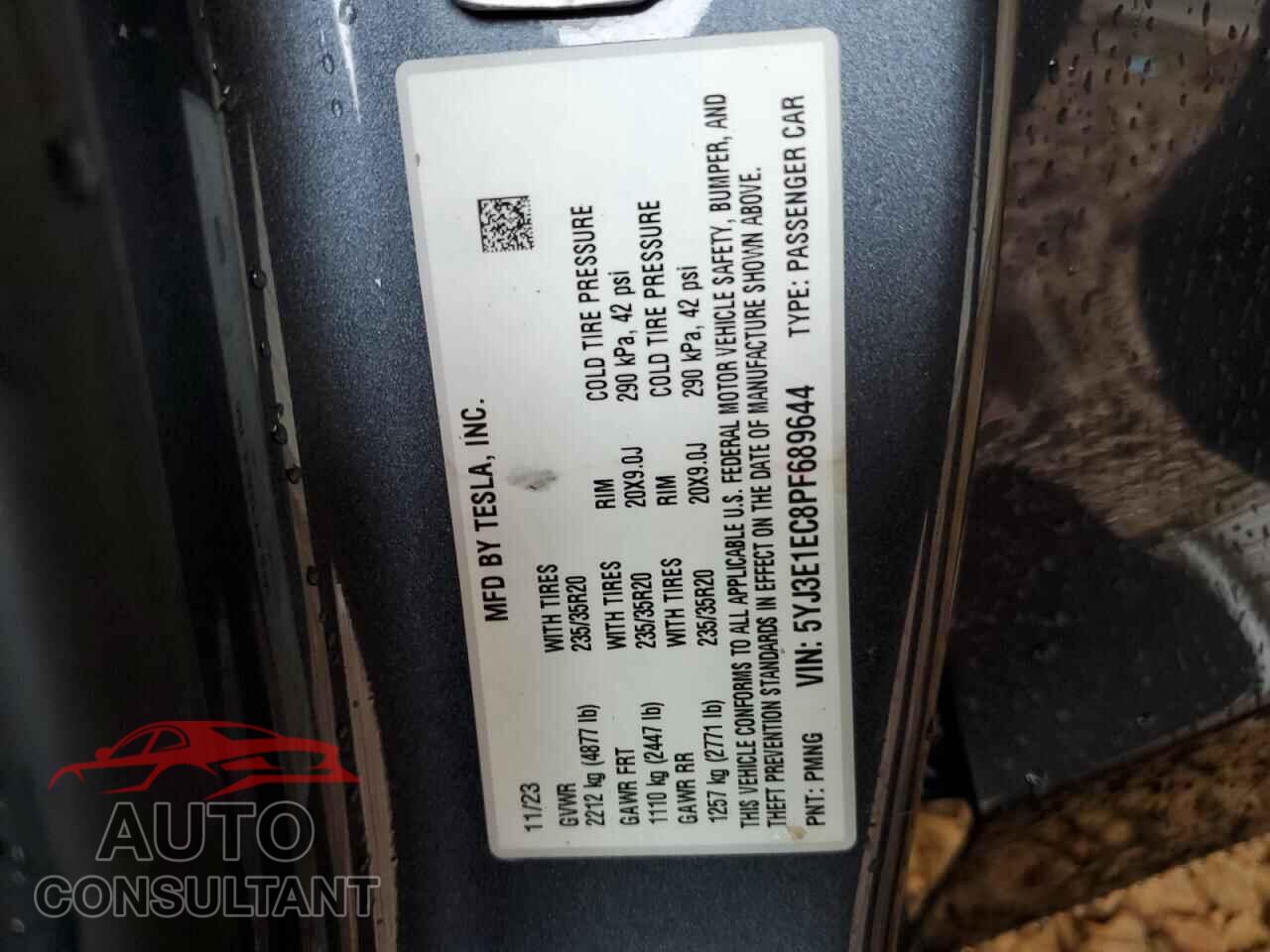 TESLA MODEL 3 2023 - 5YJ3E1EC8PF689644