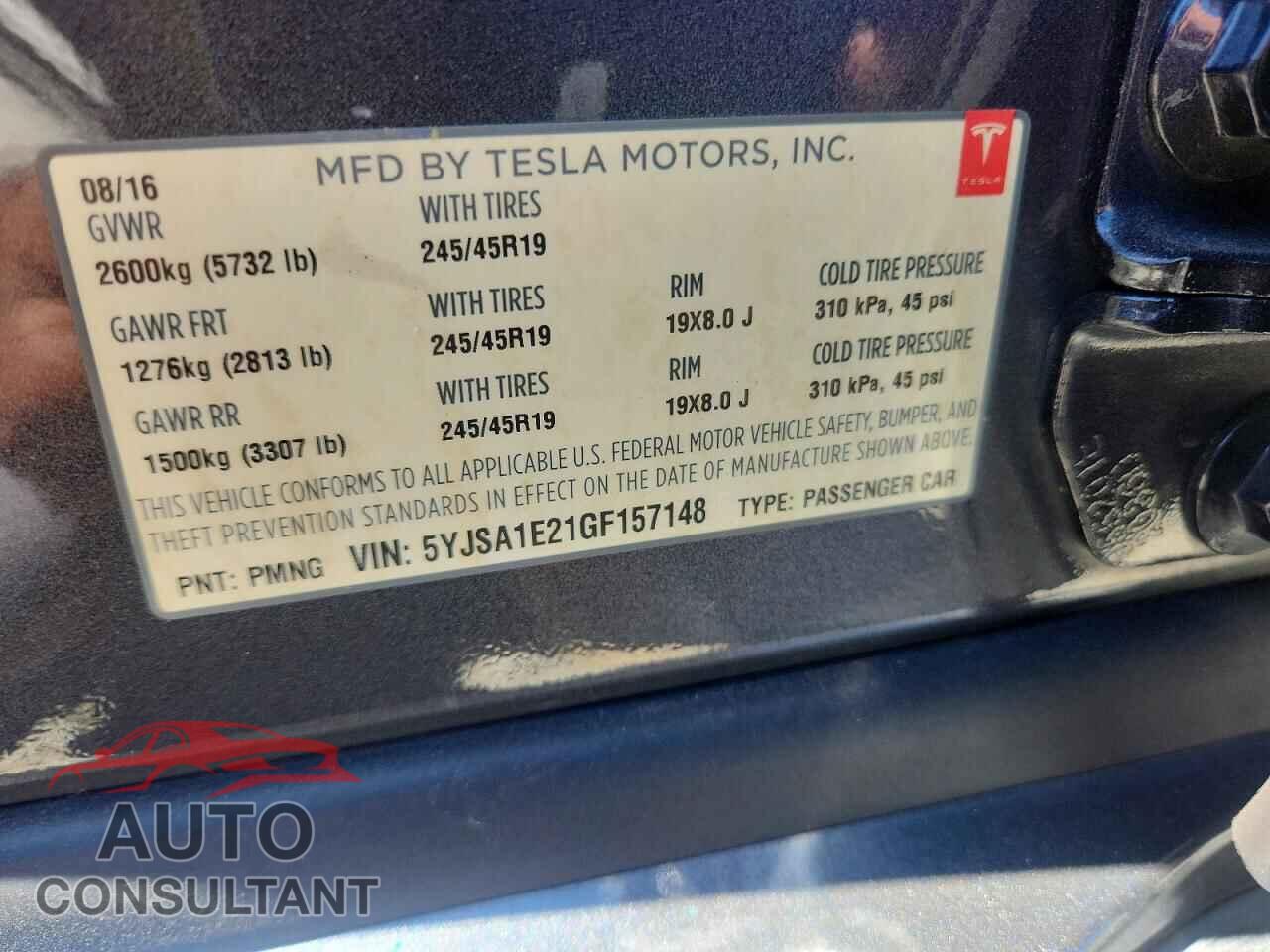 TESLA MODEL S 2016 - 5YJSA1E21GF157148