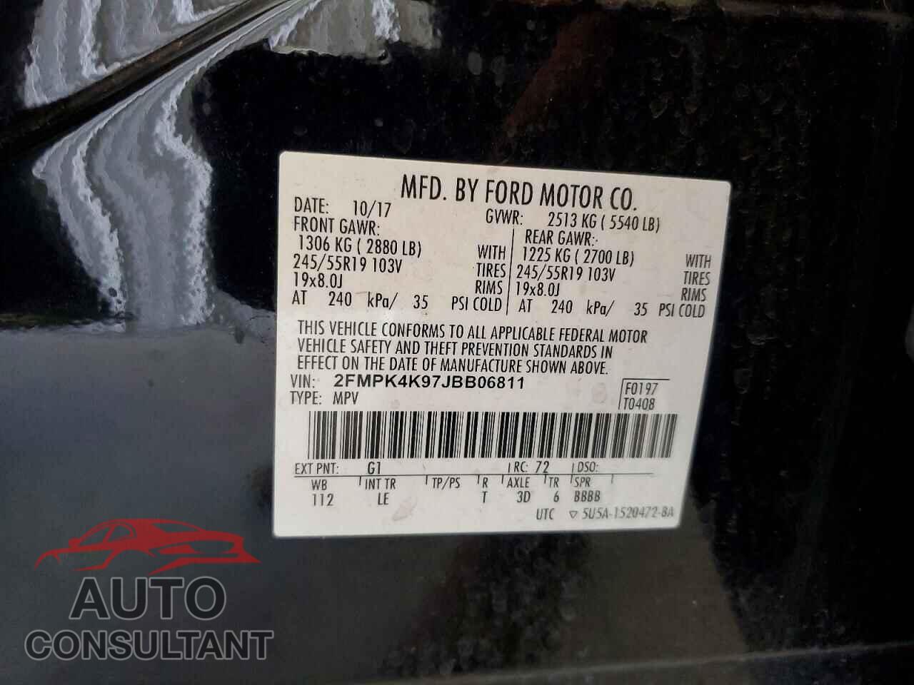 FORD EDGE 2018 - 2FMPK4K97JBB06811