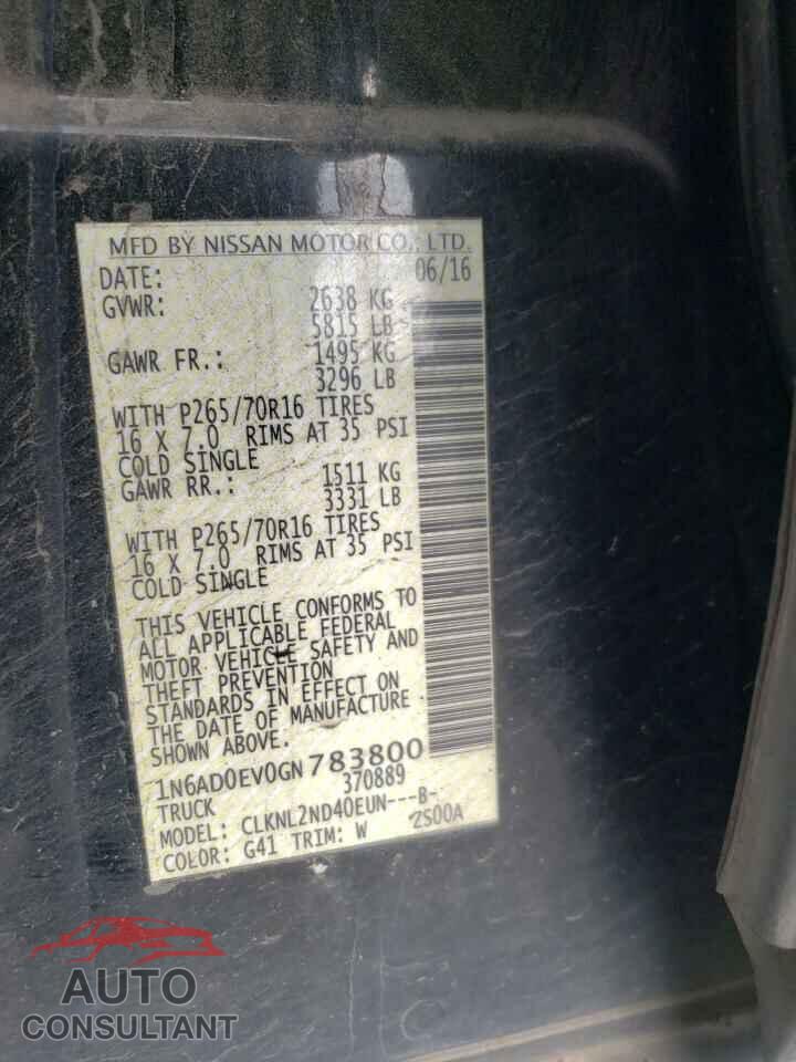 NISSAN FRONTIER 2016 - 1N6AD0EV0GN783800