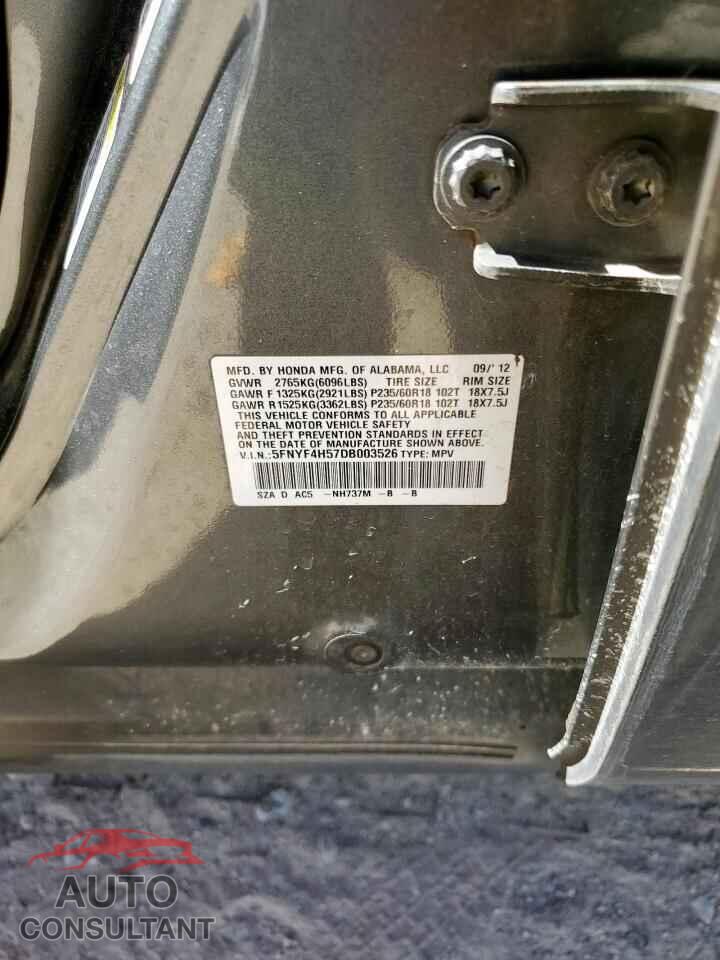 HONDA PILOT 2013 - 5FNYF4H57DB003526
