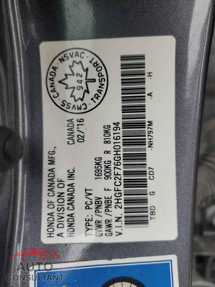HONDA CIVIC 2016 - 2HGFC2F76GH016194