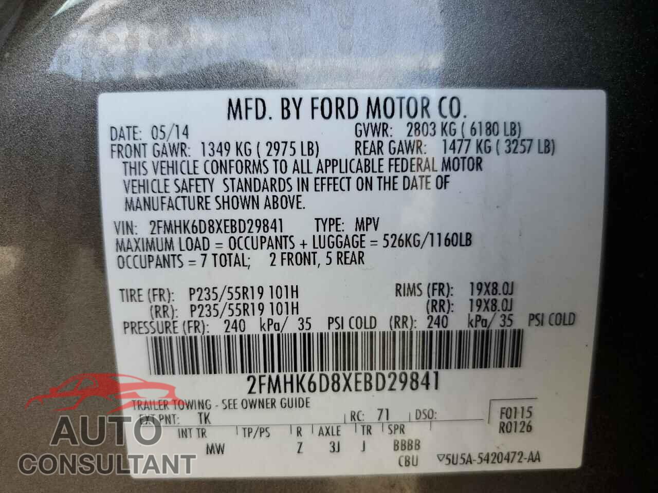 FORD FLEX 2014 - 2FMHK6D8XEBD29841
