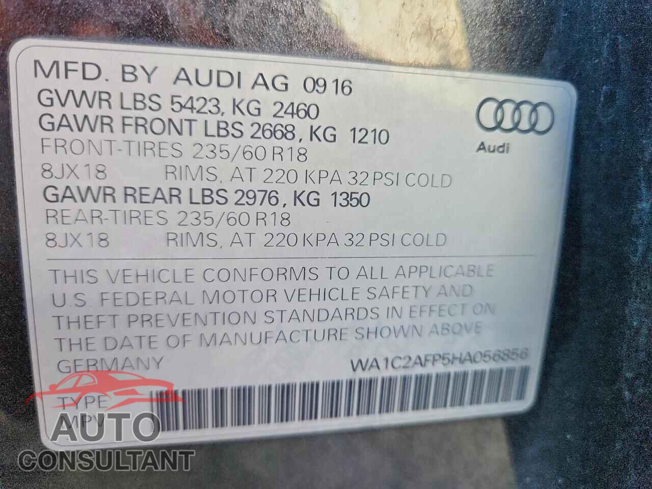 AUDI Q5 2017 - WA1C2AFP5HA056856