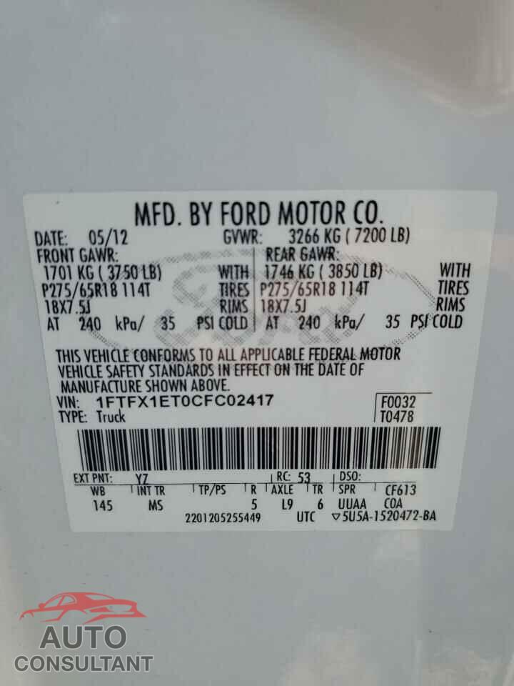 FORD F-150 2012 - 1FTFX1ET0CFC02417