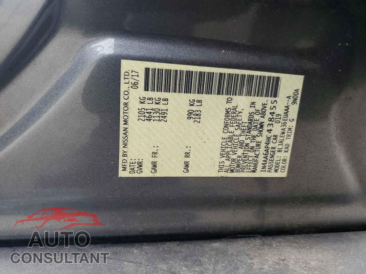 NISSAN MAXIMA 2017 - 1N4AA6AP4HC438455