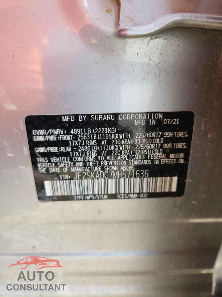 SUBARU FORESTER 2021 - JF2SKADC7MH571636