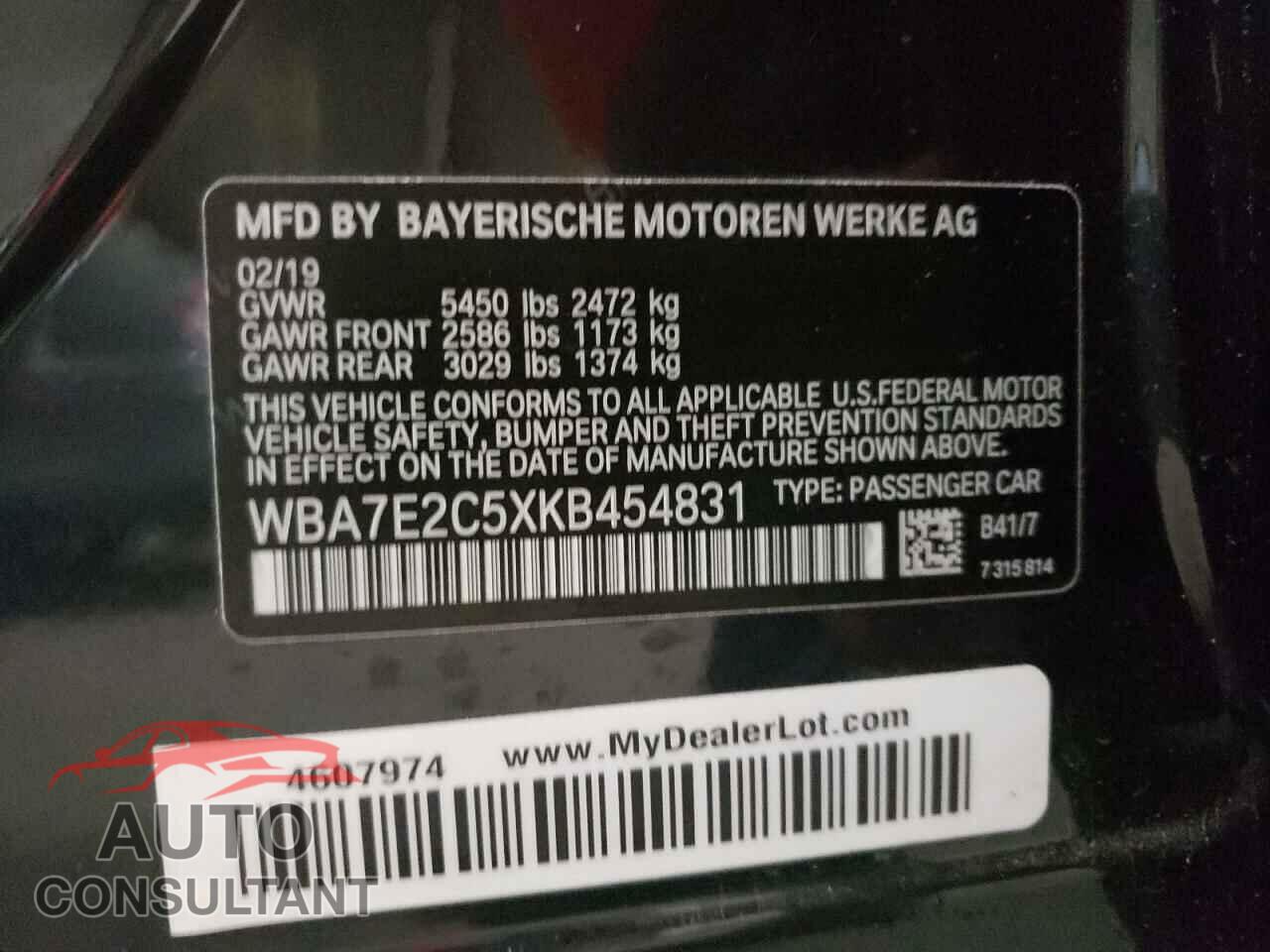 BMW 7 SERIES 2019 - WBA7E2C5XKB454831