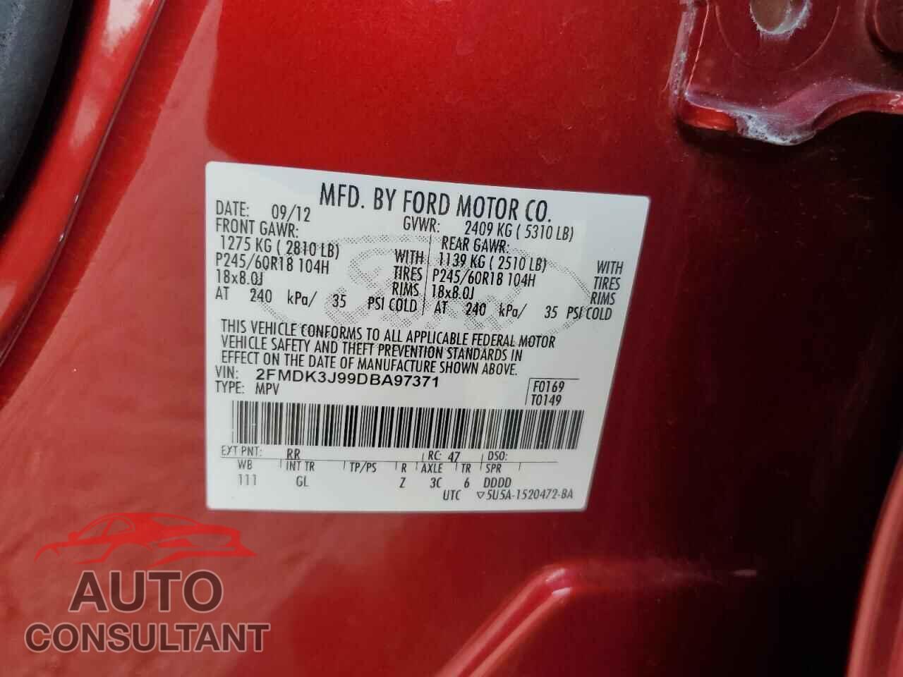 FORD EDGE 2013 - 2FMDK3J99DBA97371