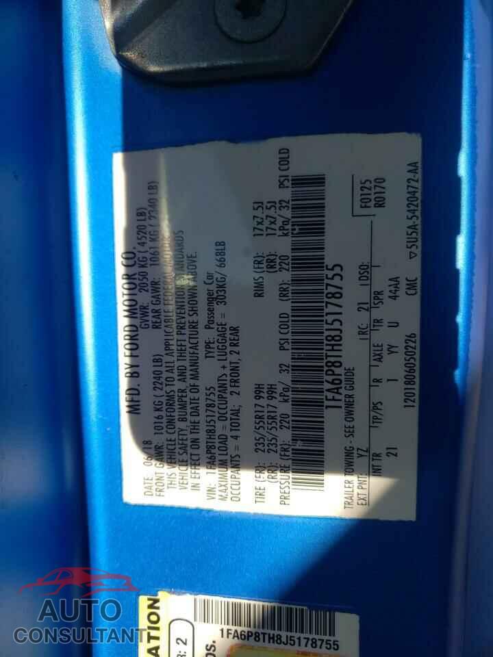 FORD MUSTANG 2018 - 1FA6P8TH8J5178755
