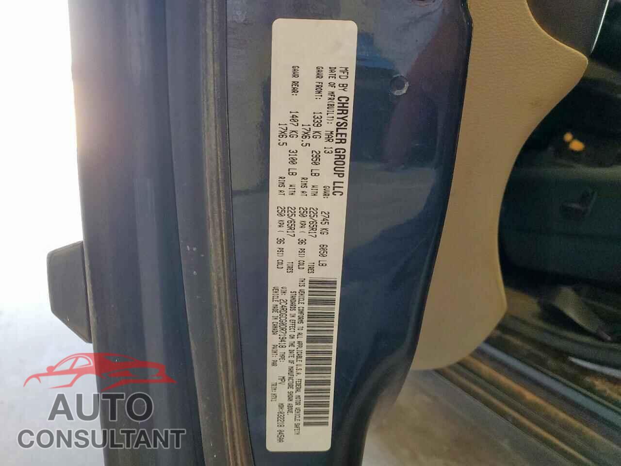 DODGE CARAVAN 2013 - 2C4RDGCG0DR719418