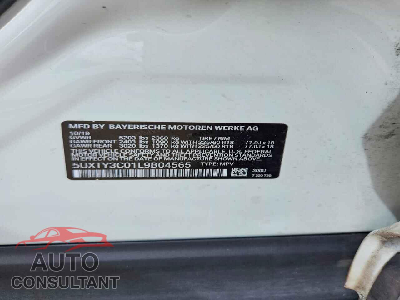 BMW X3 2020 - 5UXTY3C01L9B04565