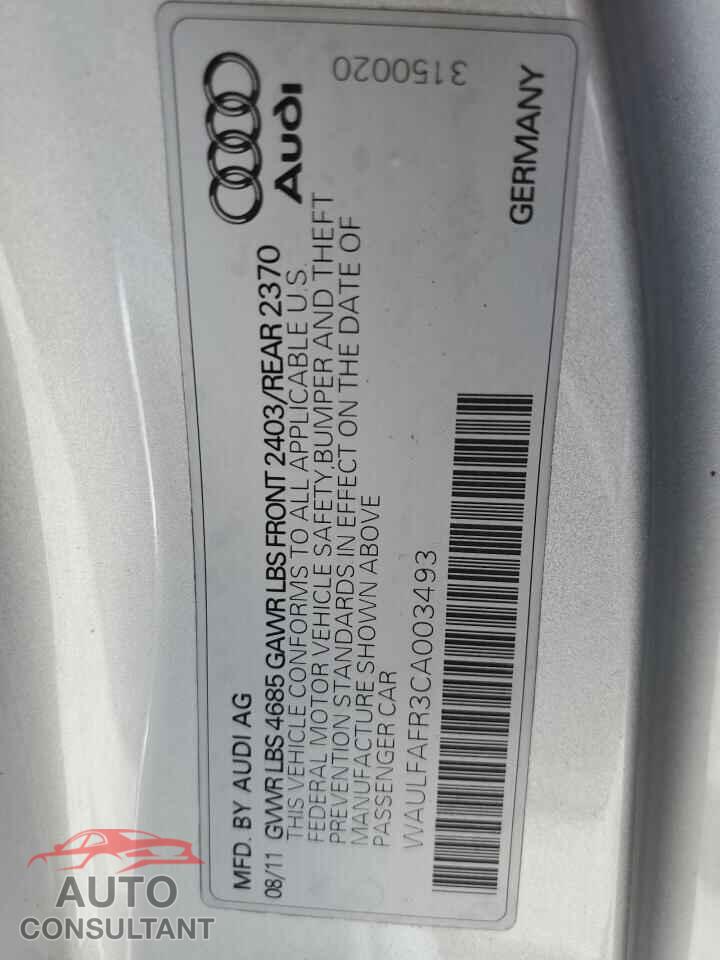 AUDI A5 2012 - WAULFAFR3CA003493