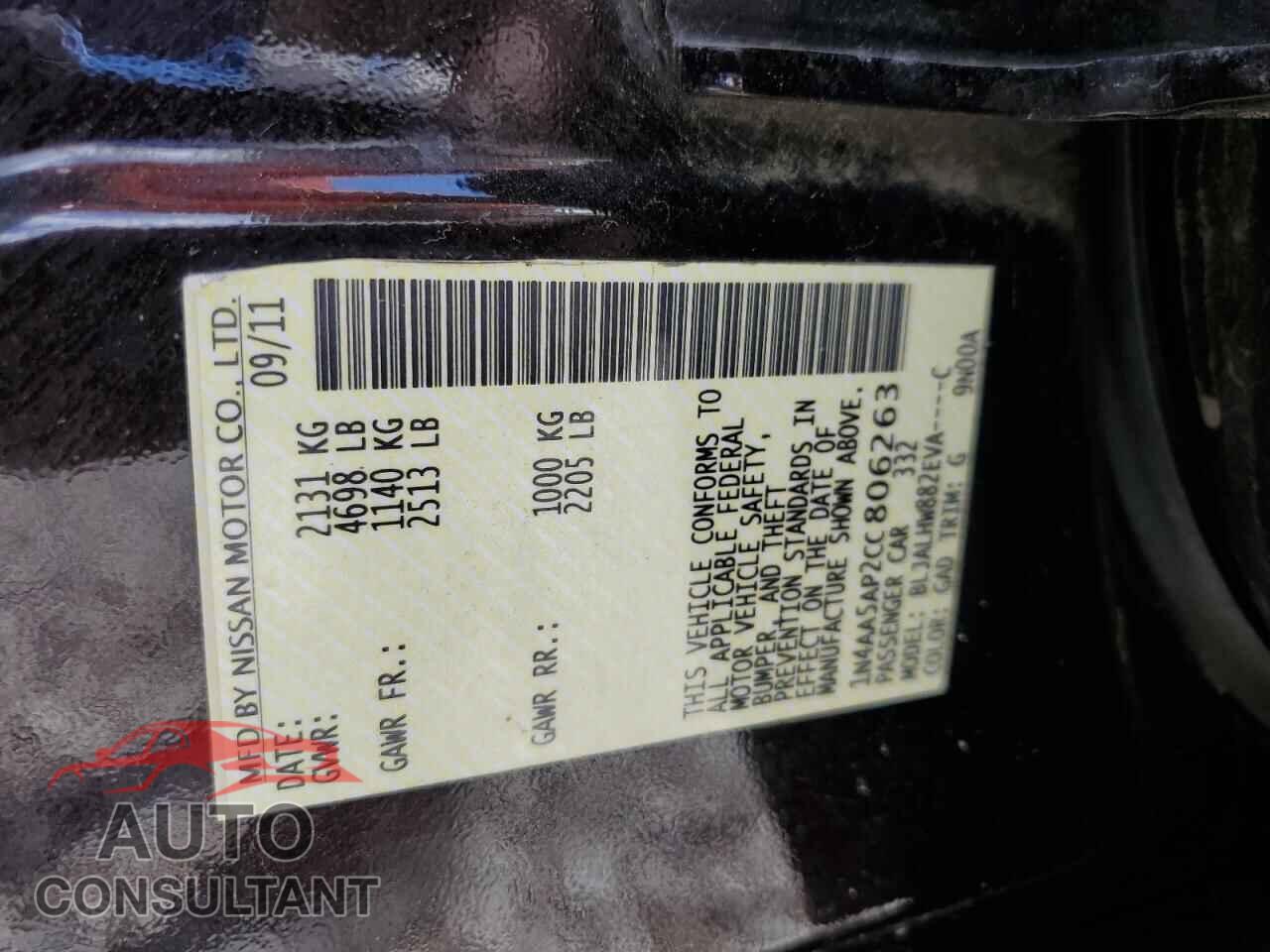 NISSAN MAXIMA 2012 - 1N4AA5AP2CC806263