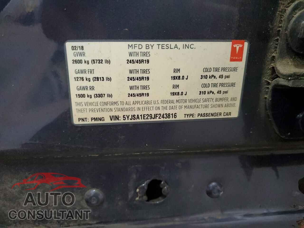 TESLA MODEL S 2018 - 5YJSA1E29JF243816
