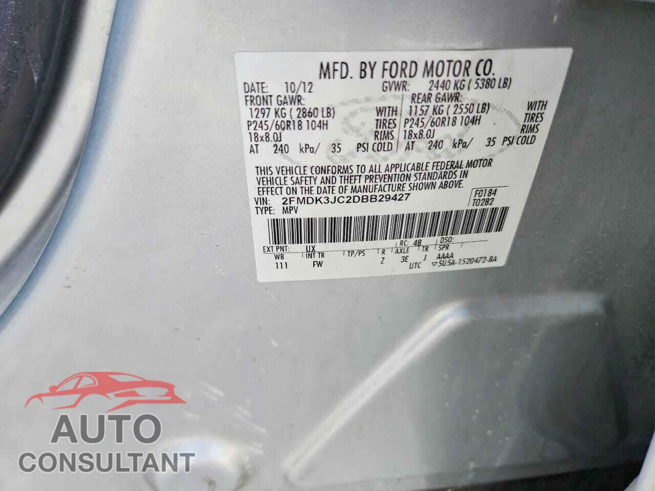 FORD EDGE 2013 - 2FMDK3JC2DBB29427