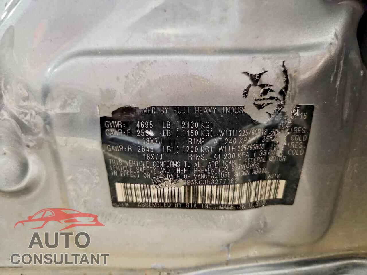 SUBARU OUTBACK 2017 - 4S4BSANC3H3277162
