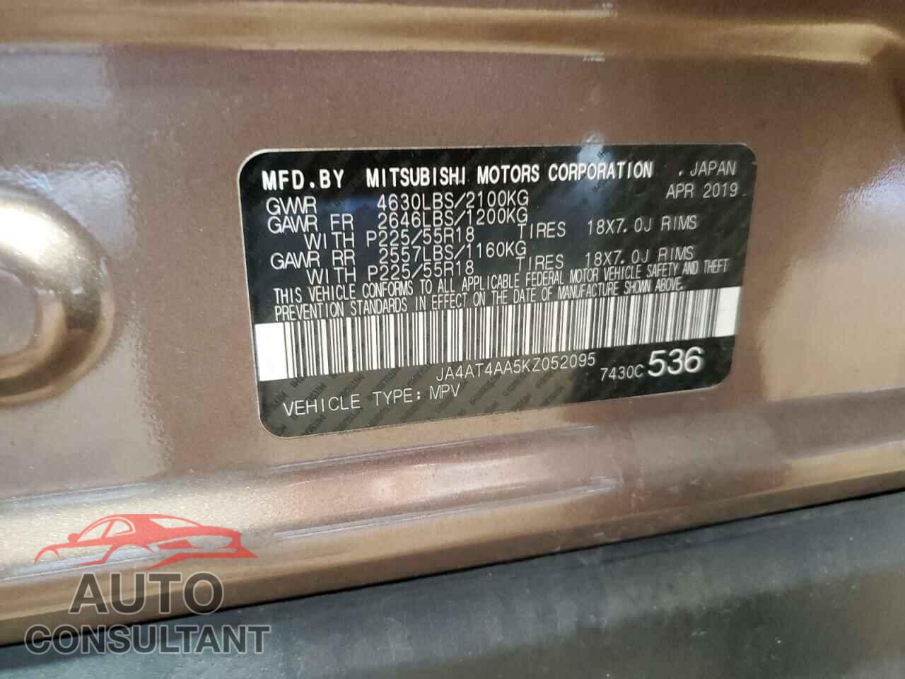 MITSUBISHI ECLIPSE 2019 - JA4AT4AA5KZ052095