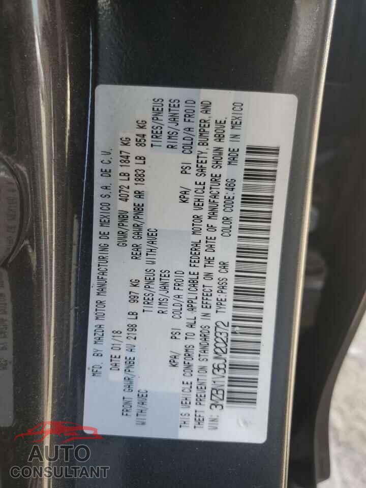 MAZDA 3 2018 - 3MZBN1V36JM202372