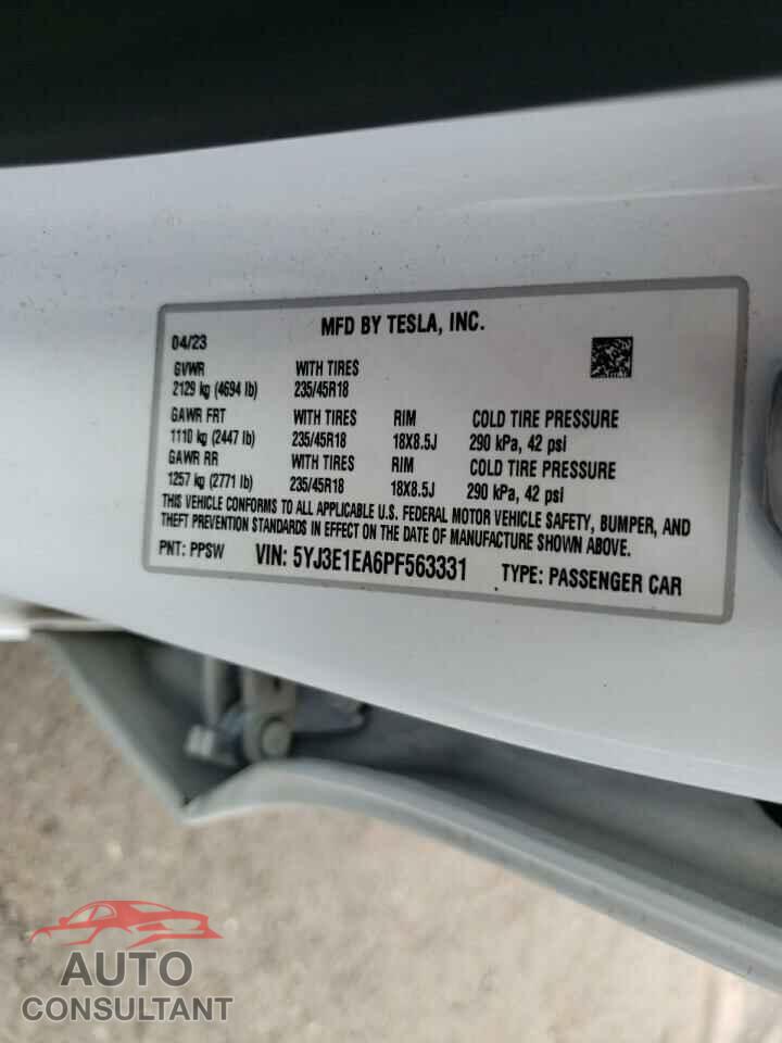 TESLA MODEL 3 2023 - 5YJ3E1EA6PF563331