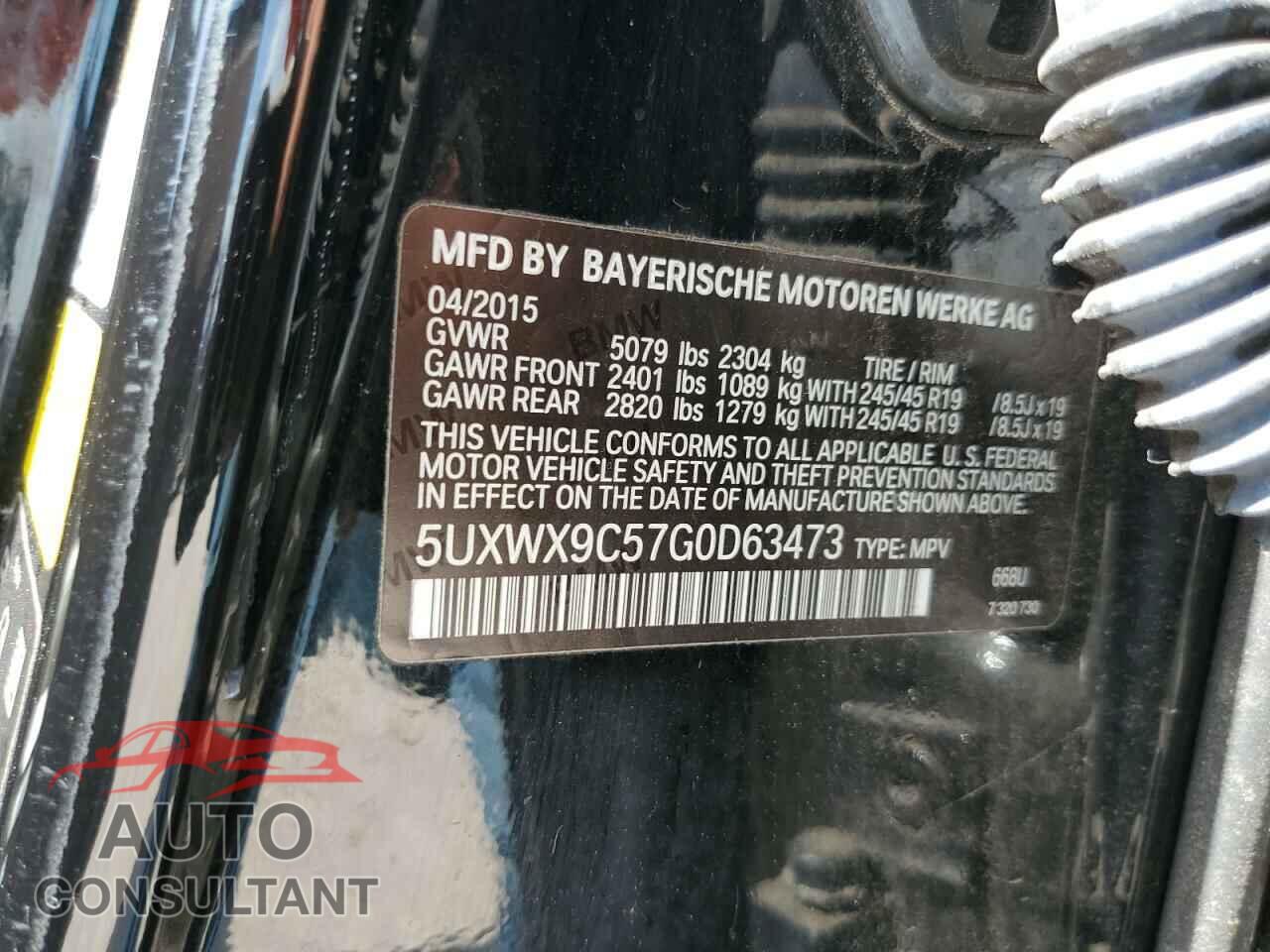 BMW X3 2016 - 5UXWX9C57G0D63473