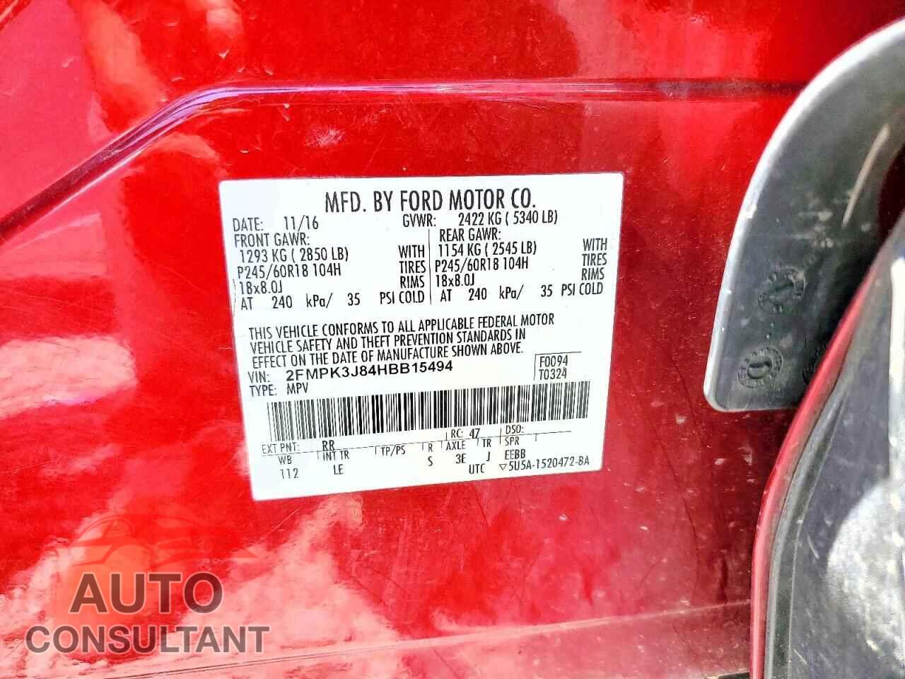 FORD EDGE 2017 - 2FMPK3J84HBB15494