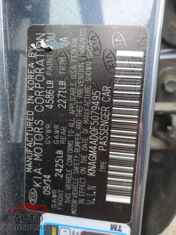 KIA OPTIMA 2015 - KNAGM4AD0F5079495