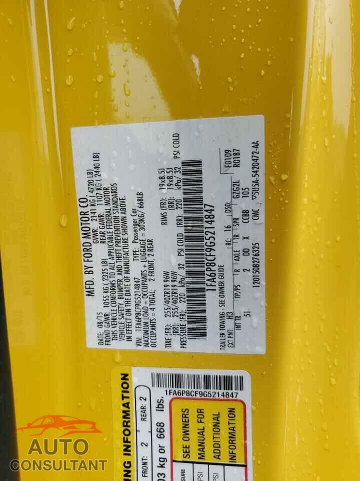 FORD MUSTANG 2016 - 1FA6P8CF9G5214847
