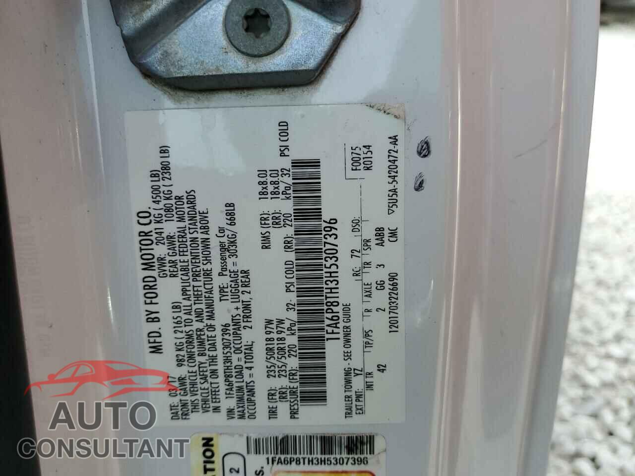 FORD MUSTANG 2017 - 1FA6P8TH3H5307396