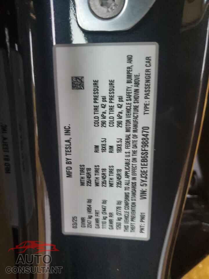 TESLA MODEL 3 2025 - 5YJ3E1EB6SF988470