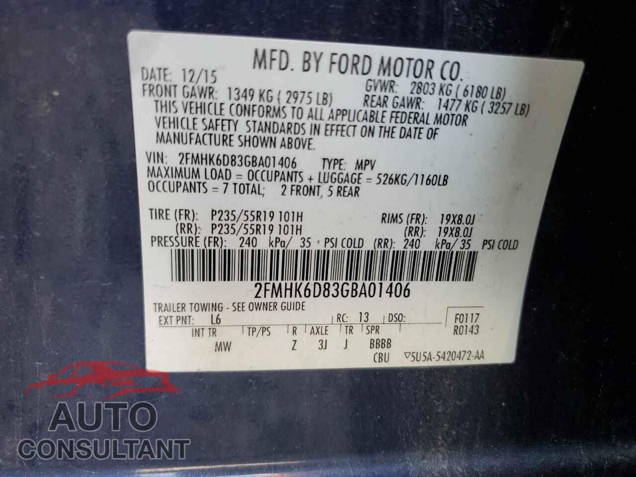 FORD FLEX 2016 - 2FMHK6D83GBA01406