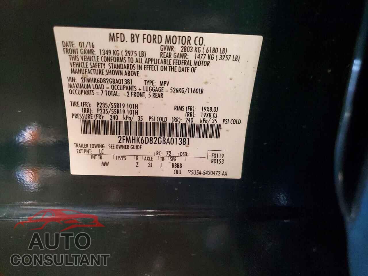FORD FLEX 2016 - 2FMHK6D82GBA01381