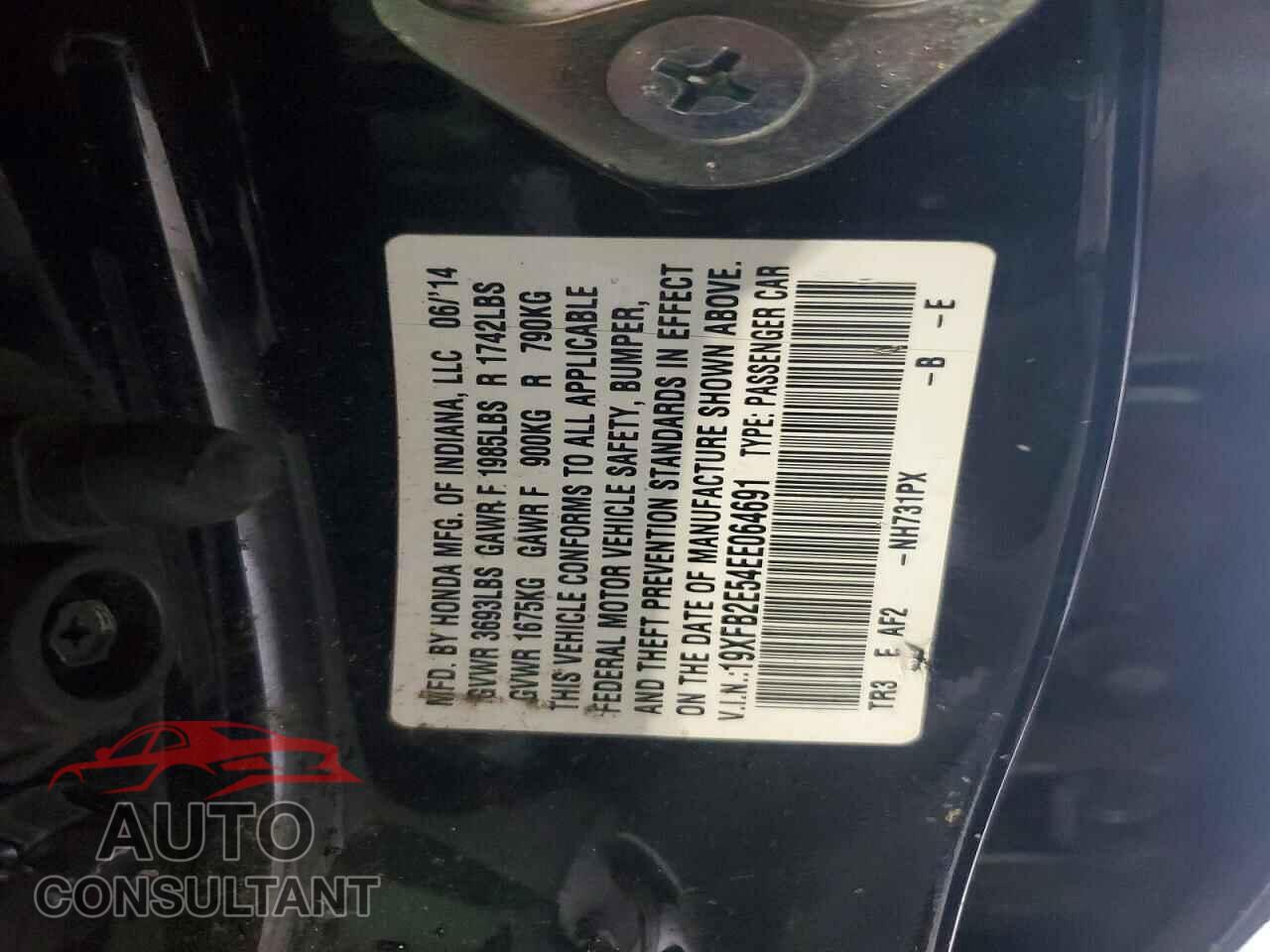 HONDA CIVIC 2014 - 19XFB2E54EE064691