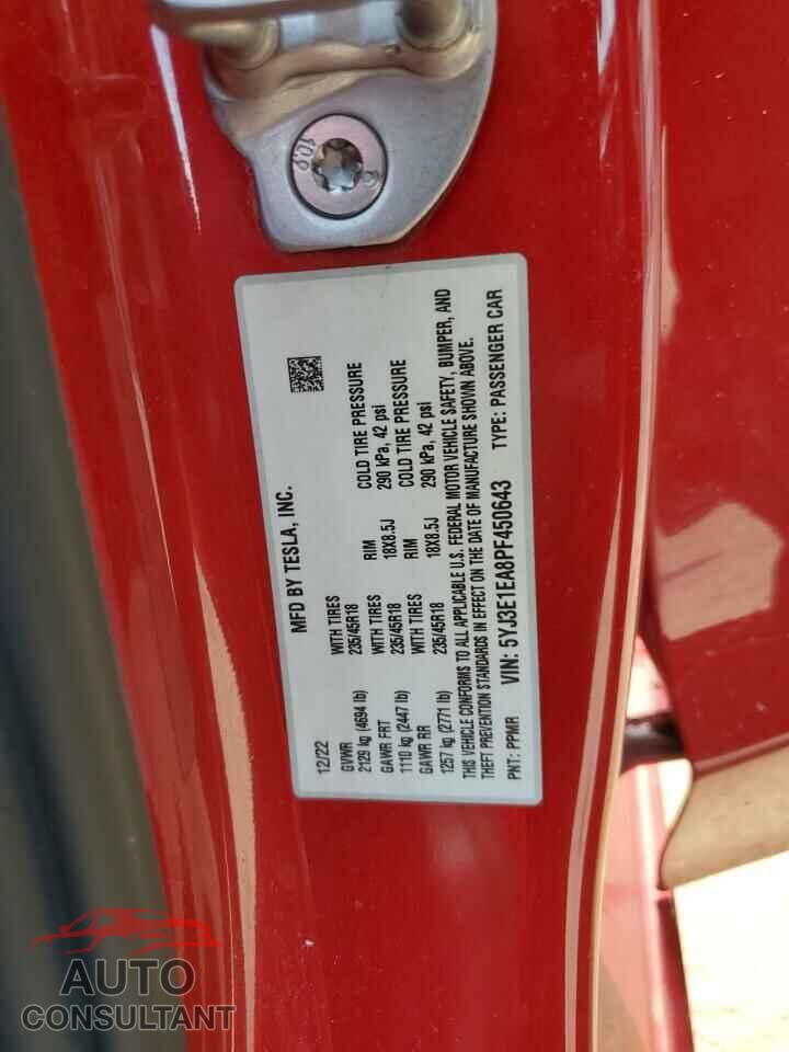 TESLA MODEL 3 2023 - 5YJ3E1EA8PF450643