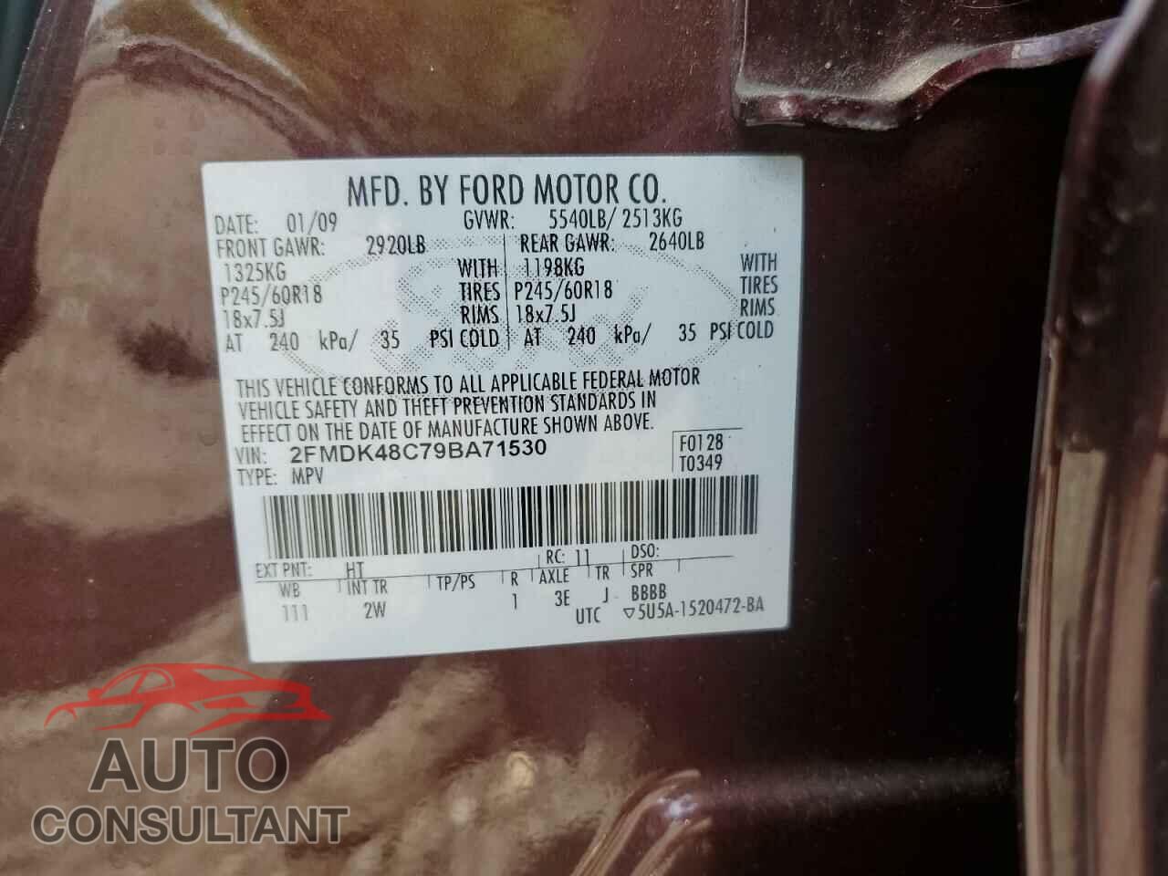 FORD EDGE 2009 - 2FMDK48C79BA71530