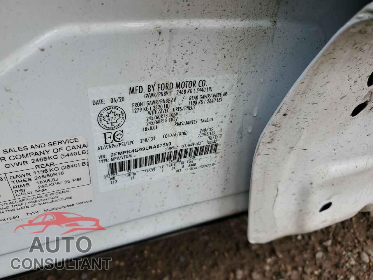 FORD EDGE 2020 - 2FMPK4G99LBA87559