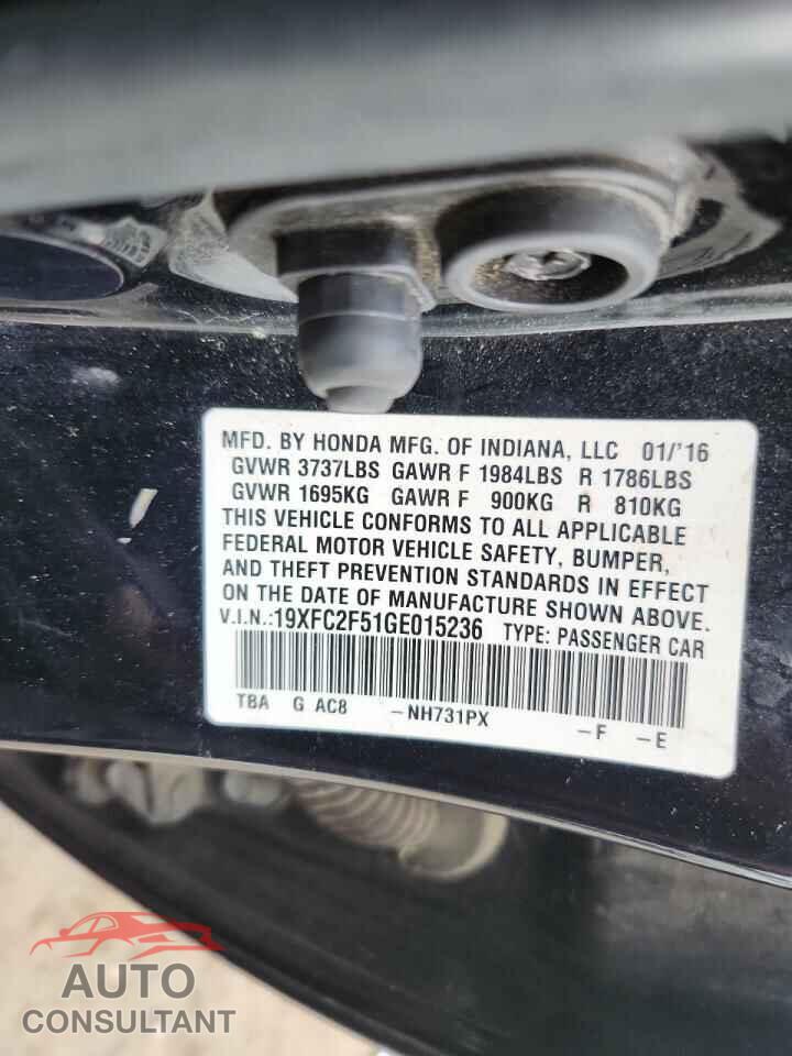 HONDA CIVIC 2016 - 19XFC2F51GE015236