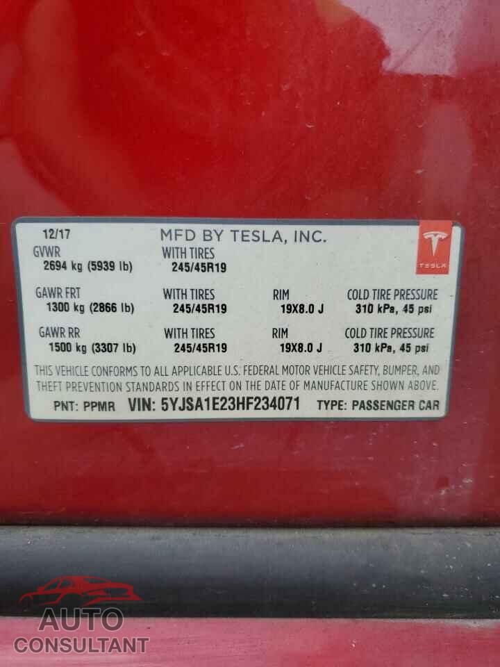 TESLA MODEL S 2017 - 5YJSA1E23HF234071
