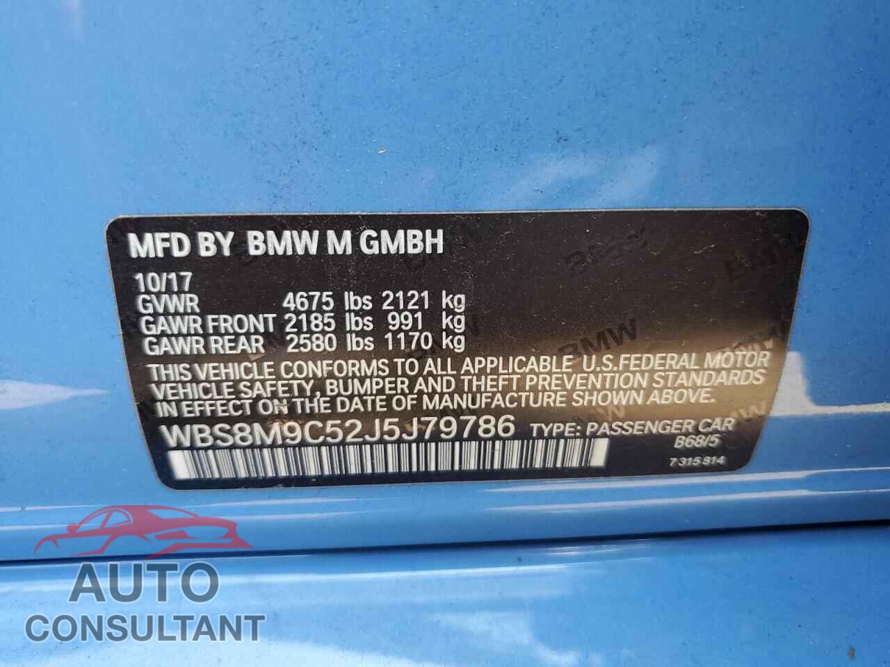 BMW M3 2018 - WBS8M9C52J5J79786
