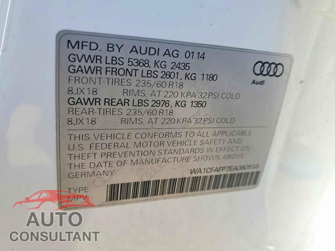 AUDI Q5 2014 - WA1CFAFP7EA080558