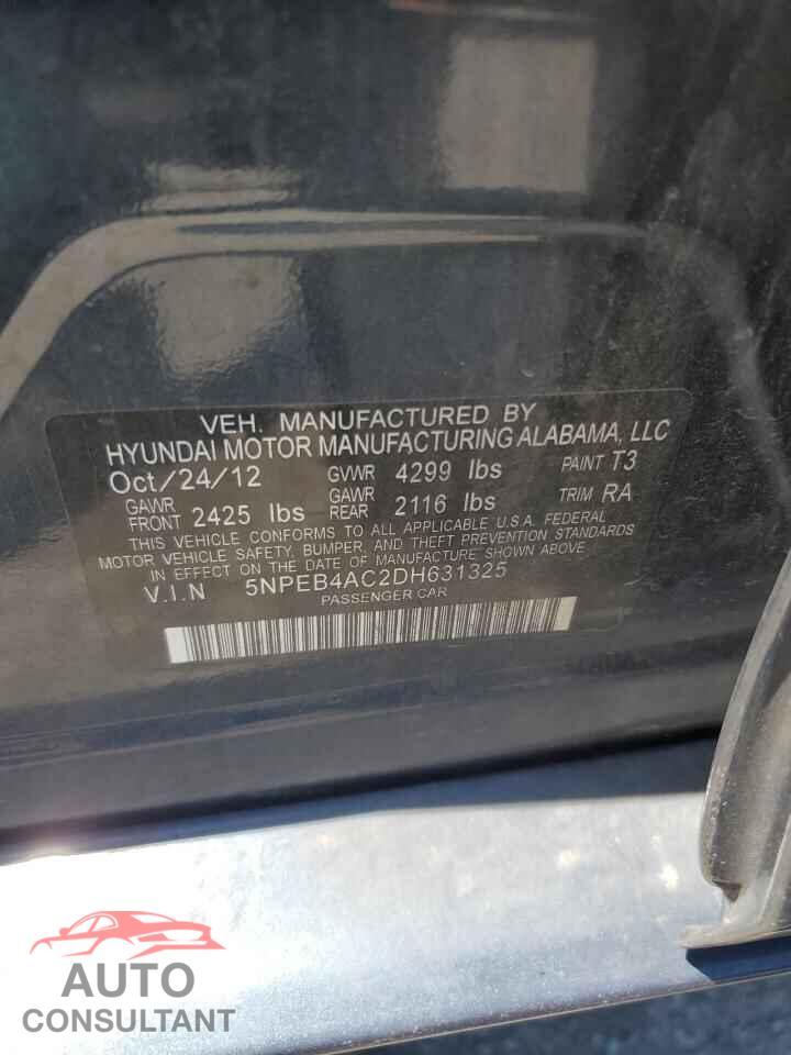 HYUNDAI SONATA 2013 - 5NPEB4AC2DH631325