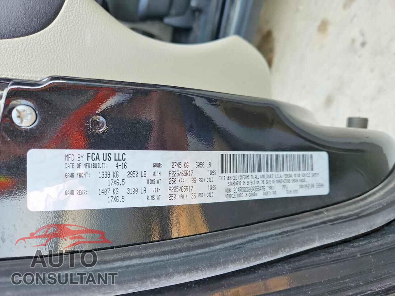 DODGE CARAVAN 2016 - 2C4RDGCG0GR356476
