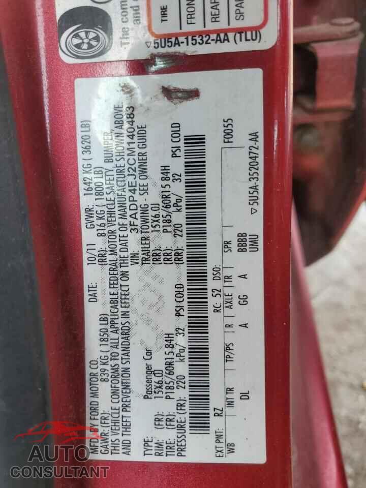 FORD FIESTA 2012 - 3FADP4EJ2CM140483
