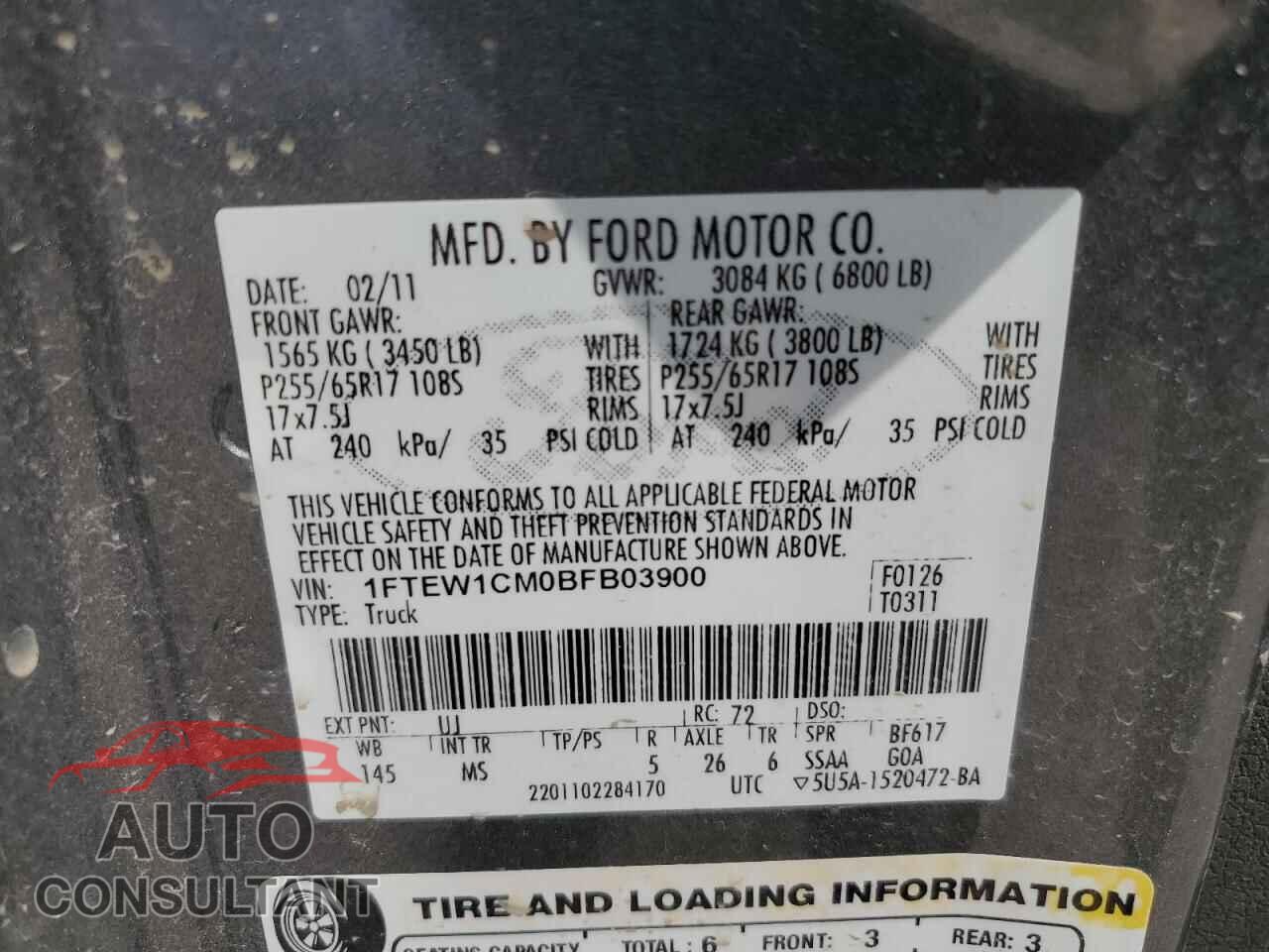 FORD F-150 2011 - 1FTEW1CM0BFB03900