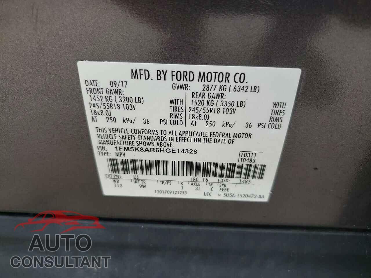 FORD EXPLORER 2017 - 1FM5K8AR6HGE14328