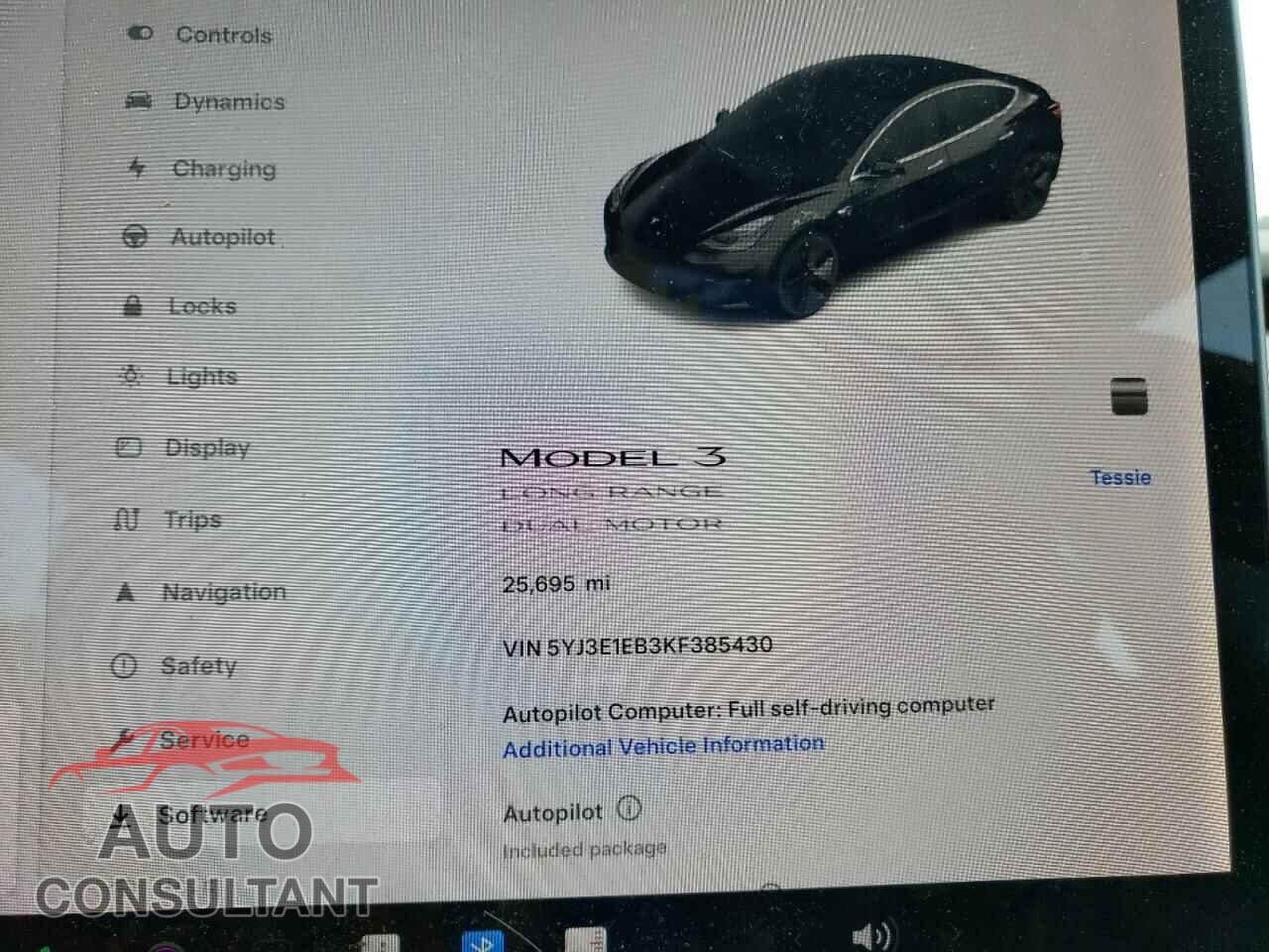 TESLA MODEL 3 2019 - 5YJ3E1EB3KF385430